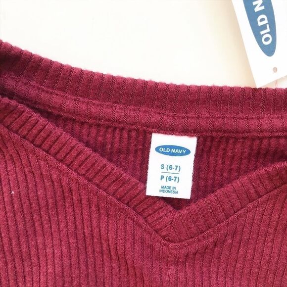 Old Navy NWT wine soft ribbed knot top S(6/7Y) - Picture 3 of 4